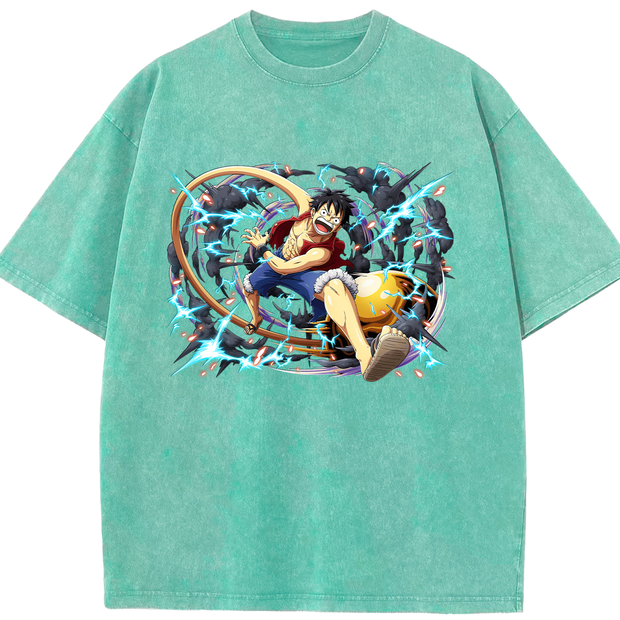 ワンピース モンキー・D・ルフィ ONE PIECE Monkey D. Luffy 綿100% ヴィンテージ風 半袖Tシャツ（フロントプリント）